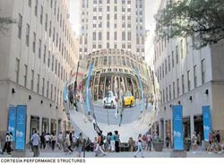 Simulación Sky Mirror Anish Kapoor a instalar en el Rockefeller Center, Nueva York